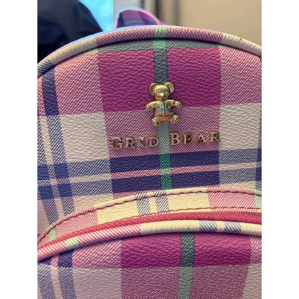 Circus by Sam Edelman Grid Bear Pink Plaid Mini Backpack Tartan Cute New